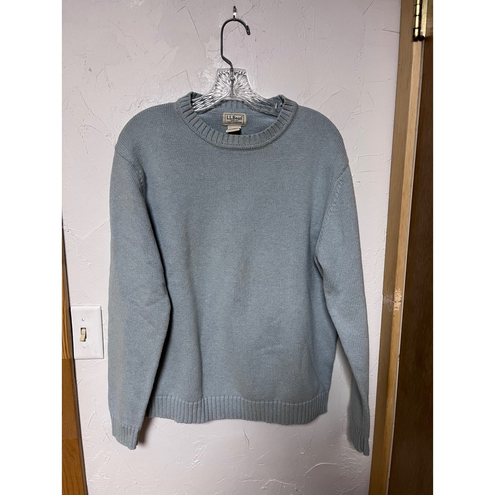 Vintage LL Bean Men’s‎ M Blue Cotton Crewneck Sweater Pullover Light Blue Ribbed